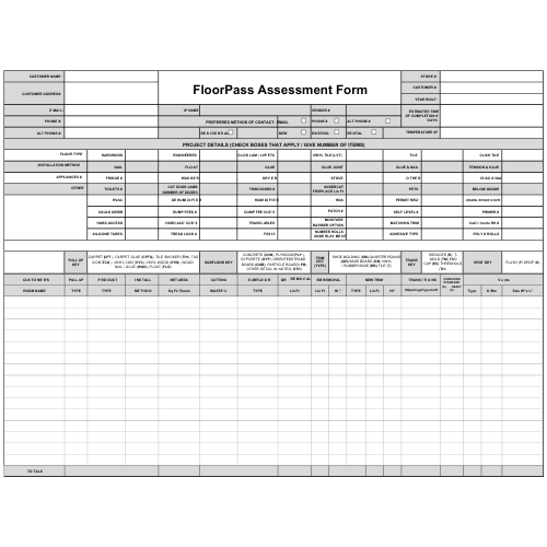 Flooring Project Jobsite Measure Sheet