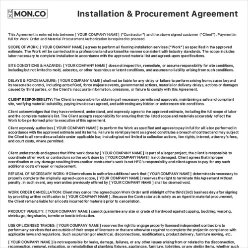 Contractor Full-Scope Installation Agreement